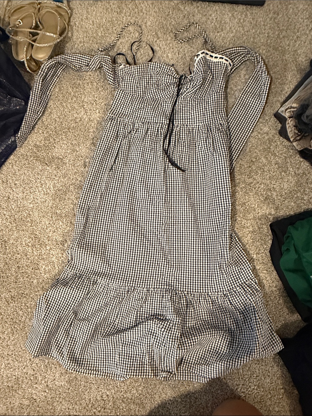 Black & White Gingham Sundress Tie in Back
